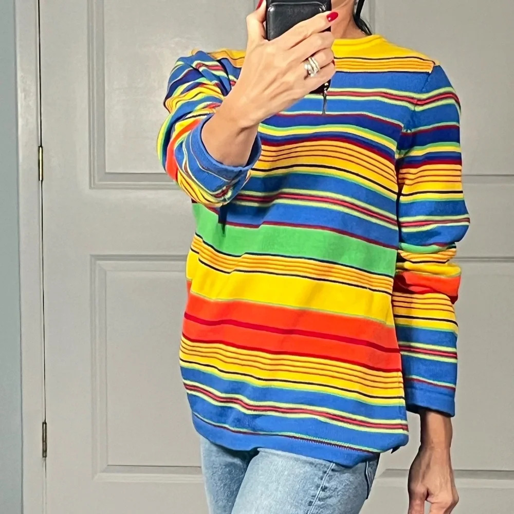 Lauren Ralph Lauren 100% cotton multi color sweater size M - Picture 3 of 10
